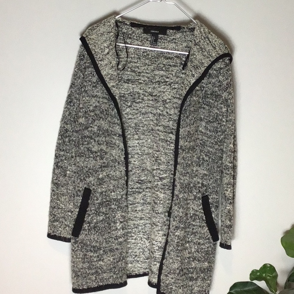 Forever 21 > Gray Hooded Cardigan Small